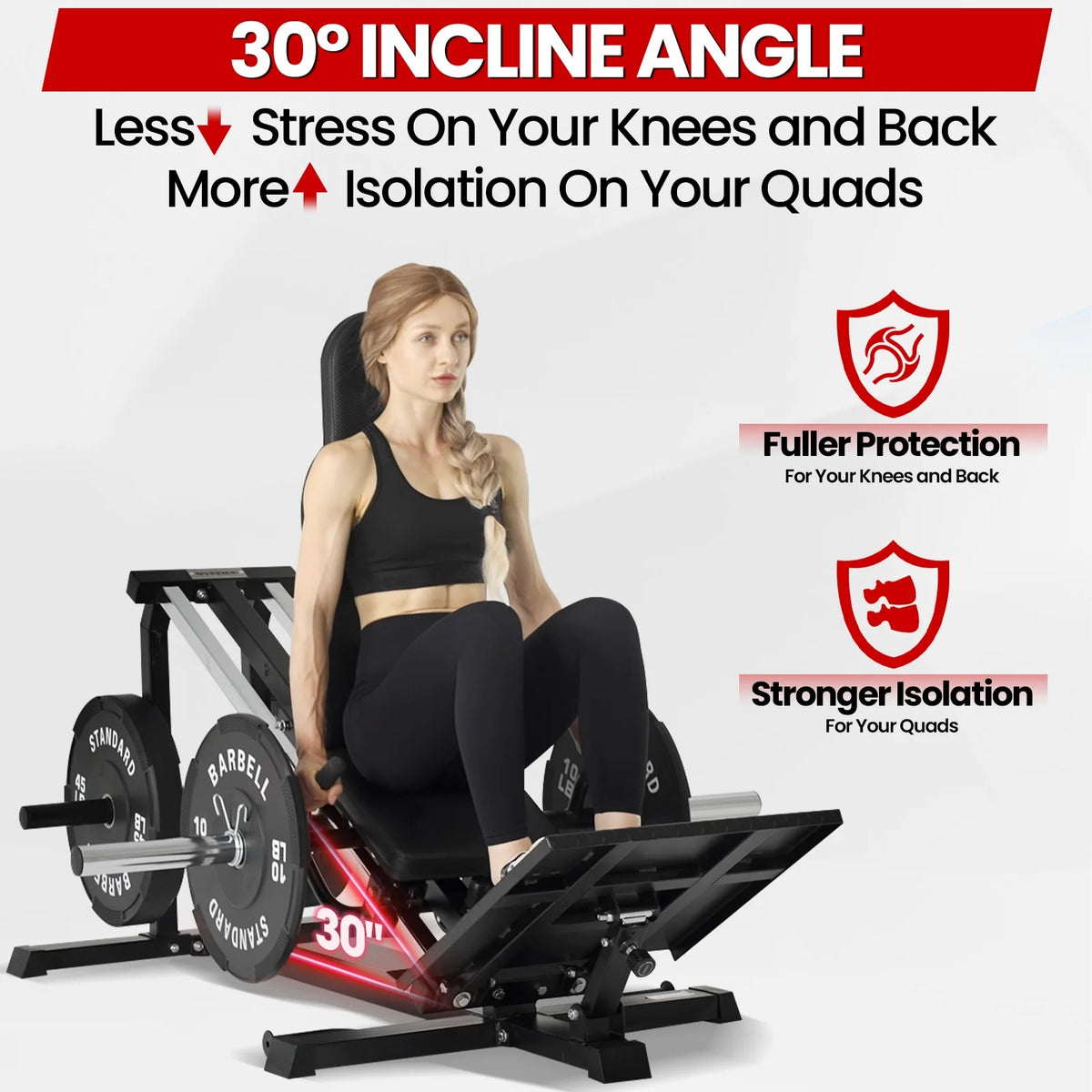 Compact Leg Sled Machine, Leg Press Machine Capacity 1000Lbs, Hack Squat Machine Combo, Calf Raise Home Gym