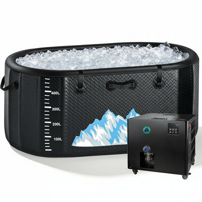 Cold Plunge Tub, 248 Gallon, 1 Horsepower, Heavy-Duty Ice Bath Tub for Athletes with Hot & Cold, Portable Inflatable Plunge Chiller with Water Treatment Kit, Immersion Therapy, Wifi (Black, 1 Set)