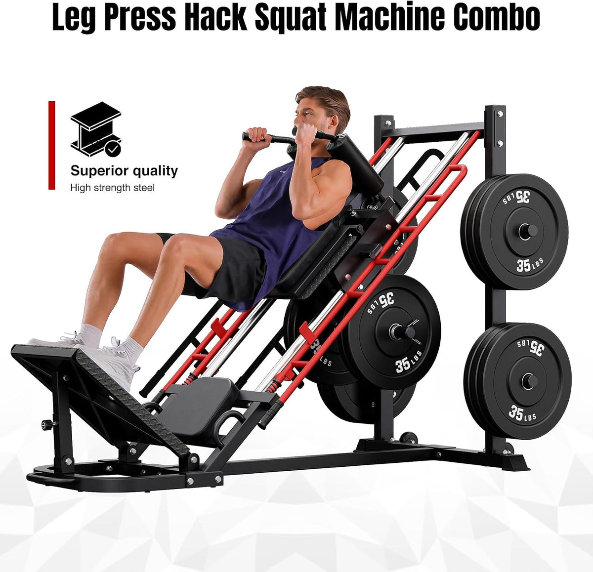 Leg Press Hack Squat Machine Combo for Home Gym, Upgraded Leg Press