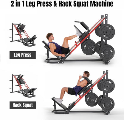 Leg Press Hack Squat Machine Combo for Home Gym, Upgraded Leg Press