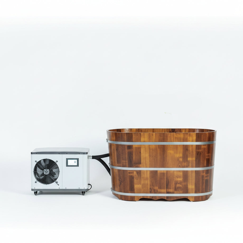 WOODBRIDGE 54" Indoor Cold Plunge Tub W/ 1.3 HP White Chiller – Rapid Cooling & Heating, Ozone Sanitation, Filter Circulation System, Wifi-Enabled & Remote Control via APP, Insulated Tub Cover