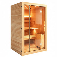 2-3 Person Traditional Steam Sauna, Flat Frame Home Sauna with 3000W, LED Lights, Speaker, Adjustable Temp, 10-Yr Warranty