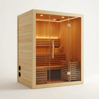 2-3 Person Traditional Steam Sauna, Flat Frame Home Sauna with 3000W, LED Lights, Speaker, Adjustable Temp, 10-Yr Warranty — Studio Shot