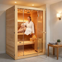 2-3 Person Traditional Steam Sauna, Flat Frame Home Sauna with 3000W, LED Lights, Speaker, Adjustable Temp, 10-Yr Warranty — Lifestyle